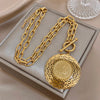 Greatera Retro Round Plate Rooster Carved OT Buckle Necklaces For Women Men Charm Stainless Steel Jewelry Gifts - Image 1