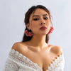 Bohemia Fabric Rose Flower Pendant Hoop Earrings For Women Kpop Colorful Earrings Party Jewelry Y2K Accessories - Image 2