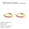 Rhinestone Simple Stainless Steel Birthstone Hoop Earrings Gold Color for Women Men Party Jewelry Gifts - Image 11