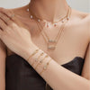 3 Slidable Zircon Necklace Bracelet Ring for Women Gold Plated Stainless Stee Chain Necklaces Bracelets Rings Jewelry Set - Image 1