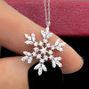 Shining Zircon Snowflake Shape Pendant Necklace for Ladies Simple Jewelry Christmas Wedding Party Accessories - Image 1