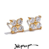 Shiny Cubic Zirconia Flower Sweet Stud Earrings 316L Stainless Steel Delicate Daily Jewelry - Image 1
