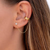 2PCS Stainless Steel Cubic Zirconia Chain Stud Earrings For Women Non-Piercing Ear Clip Ear Cuff Earring Cartilage Jewelry - Image 1