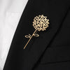 Dandelion Flower Brooch Minimalist Hollow Metal Lapel Pin Gold Silver Tone for Women Wedding Bridal Party Dress Accessory - Image 1