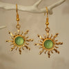 Bohemian Sun Earrings for Women, Vintage Gold Pendant with Green Stone, Gothic Cold Wind Ear Hook Jewelry - Image 4