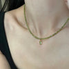 Gold Plated Copper Rectangle CZ Cubic Zircon Green Color Crystal Glass Pendant Choker Necklaces For Women - Image 1