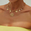 Faddish Vintage Heart Sun Moon Pendant Necklace Creative Alloy Chains Chokers Necklace Wed Bridal Jewelry - Image 2