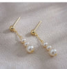 Three Freshwater Pearls Strand Drop Earrings For Women Gold Plated Brass Long Earring Statement Jewelry - Image 11