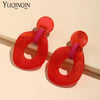 Colourful Big Round Drop Earrings For Women Statement Long Resin Geometric Earrings Korean Simple Jewelry - Image 5