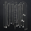 13Pcs/Set Simple Temperament Necklace Set Butterfly Pearl Heart Star Zircon Silver Color Necklace for Women Jewelry Gift - Image 6