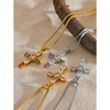 Delicate Colorful Bling Cubic Zirconia Cross Pendant Stainless Steel Necklace Shiny Jewelry Gift - Image 3