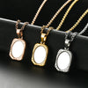 1Pc Stainless Steel Vintage Mirror Pendant Necklace For Women Girls Rectangle Shape Blank Bar Charms Chains Choker Jewelry Gifts - Image 1