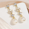 Marquise Cut Cubic Zircon Dangle Earrings for Women Imitation Pearl Leaf Wedding Jewelry - Image 9