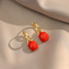 French Vintage Elegant Enamel Square Pendant Earrings Simple Accessories for Jewelry Girls Womens Dangle Earrings - Image 8