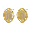 Enamel A-Z 26 Initial Letter Stud Earrings for Women Vintage Gold Plated Hollow Alphabet Oval Earrings Charm Jewelry - Image 9