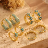 Turquoise Hoop Earrings for Women Temperament Gold Color Plated Micro-Intact Blue Zircon Party Ear Accessories - Image 2