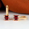 Red Zircon Square Stone Earrings Multicolor Crystal Hoop Earrings Antique Gold Color Engagement Earrings For Women Bride Jewelry - Image 1