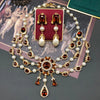 Vintage accessories Rhinestone gemstone set with Pearl Drop drop temperament everything necklace earrings - Image 1