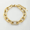 Stainless Steel Gold Plated Handmade Polished Zirconia Oval Charm Bracelet for Women Bangles Jewelry - Image 1
