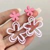 Flower Hanging Earrings White Enamel Floral Acrylic Petals Crystal Imitation Pearl Dangle Earrings for Women - Image 11