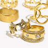 Stainless Steel Star Heart Round Twisted Open Rings Gold Plated Women Statement Jewelry - Image 2