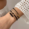 Handmade Black Glass Stone Bracelet Set For Women Bohemian Multilayer Stacked Rice Beaded Link Chain Bangle Jewelry - Image 2