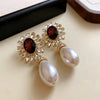 Flower Inlaid Rhinestone Drop Pearl Necklace Earring Set French Style Clavicle Chain Light Jewelry Sets for Women - Image 6