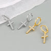 Silver Color Cross Zircon Pendant Earrings for Women Men Punk Hip Hop Piercing Personality Earrings Party Jewelry - Image 1