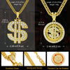 Men Gold Color Dollar Sign Necklaces with Cuban Chain,Hip Hop Money Dollar Pendant Collar, Music Festival Party Gifts Jewelry - Image 5