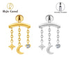 Titanium Hidden Helix Chain Earring 16G Dainty Star Moon CZ Dangle Cartilage Stud Piercing Jewelry - Image 1