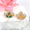 Zircon Maple Leaf Brooches for Women Rhinestone Plant Corsage Dress Jacket Accessories Party Jewelry - Image 3