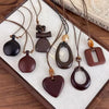 Vintage Irregular Hollow Wooden Heart Geometric Pendant Long Sweater Chain Necklace For Women Charms Jewelry - Image 2