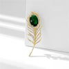 Classic Rhinestone Feather Brooch Gold Plated Lapel Pin Clothing Dress Accessories Birthday Party Jewelry Gifts For Women Men - Image 8
