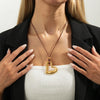 Chunky Geometric Gold Plated Stainless Steel Pendant Necklace for Women Adjustable Pull Cord Leather Chain Party Jewelry Gift - Image 3