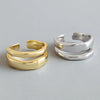 Silver Elegant Twist Two Circle Rings for Women Couple Simple Geometric Handmade Jewelry Adjustable - Image 1