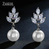 Bohemian White Pearl Drop Earrings for Women Cubic Zircon Leaf Dangle Earring Korea Bridal Wedding Jewelry Gift - Image 9
