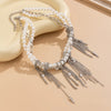 Multilayer Imitation Pearl Choker Necklace with Heart and Star Pendants - Image 6