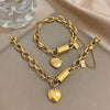Heart Detail Necklace or Bangle in Two-Tone Stainless Steel Style - Image 2