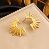 Meyrroyu 316L Stainless Steel Golden Geometric Sun Flower Bilayer Necklace Earrings Ring Women Jewelry Set - Image 9