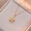 Shiny Zircon Romantic Flower Pendant Necklace For Women Gold Plated Rotatable Flowers Choker Wedding Party Jewelry - Image 4