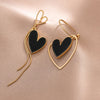 Korean Asymmetric Hollow Black Heart Dangle Earrings For Women Temperament Exaggerated Drop Earrings Party Jewelry - Image 1