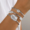 3pcs Set Temperament Irregular Abs Imitation Pearl Elastic Bracelets for Women Fold Wear Multi-piece Bangles Jewelry Sets - Image 2