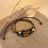Ethnic 2pcs/Set Multi-layer Vintage Wood Beads Pendant Leather Beaded Weaved Prayer Necklace& Bracelet Jewelry Gifts - Image 5