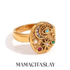 Unique 316L Stainless Steel Star Moon Evil Eye Zircon Necklace Ring Gold Plated Jewelry For Women - Image 8