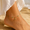 Bohemia Green Crystal Conch Tropical Fish Charms Tassel Anklet for Women Gold Plated Summer Holiday Foot Jewelry - Image 8