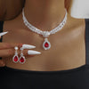 3PC Women's Black Gold Flower Necklace Earrings Jewelry Set Wedding Banquet Party Festival Gift - Image 9