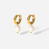 Stainless Steel Gold Plated Earrings Pearl Pendants Women's Earrings Simple Pendant Earrings Party Jewelry - Image 1