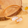 Baroque Imitation Pearl Torque Necklace Bangle Ring Set For Women Wedding Clavicle Jewelry Set - Image 3