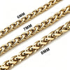 Stainless Steel Polished Pvd Gold Plating Wheat Chain Bracelet For Men Jewelry 6mm 7mm 8mm Thick Braided Wrist Bracelet - Image 2
