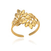 White Zircon Flower Leaf Shape Stainless Steel Rings For Women Adjustable Aesthetic Wedding Ring Light Female Jewelry Bff - Image 11
